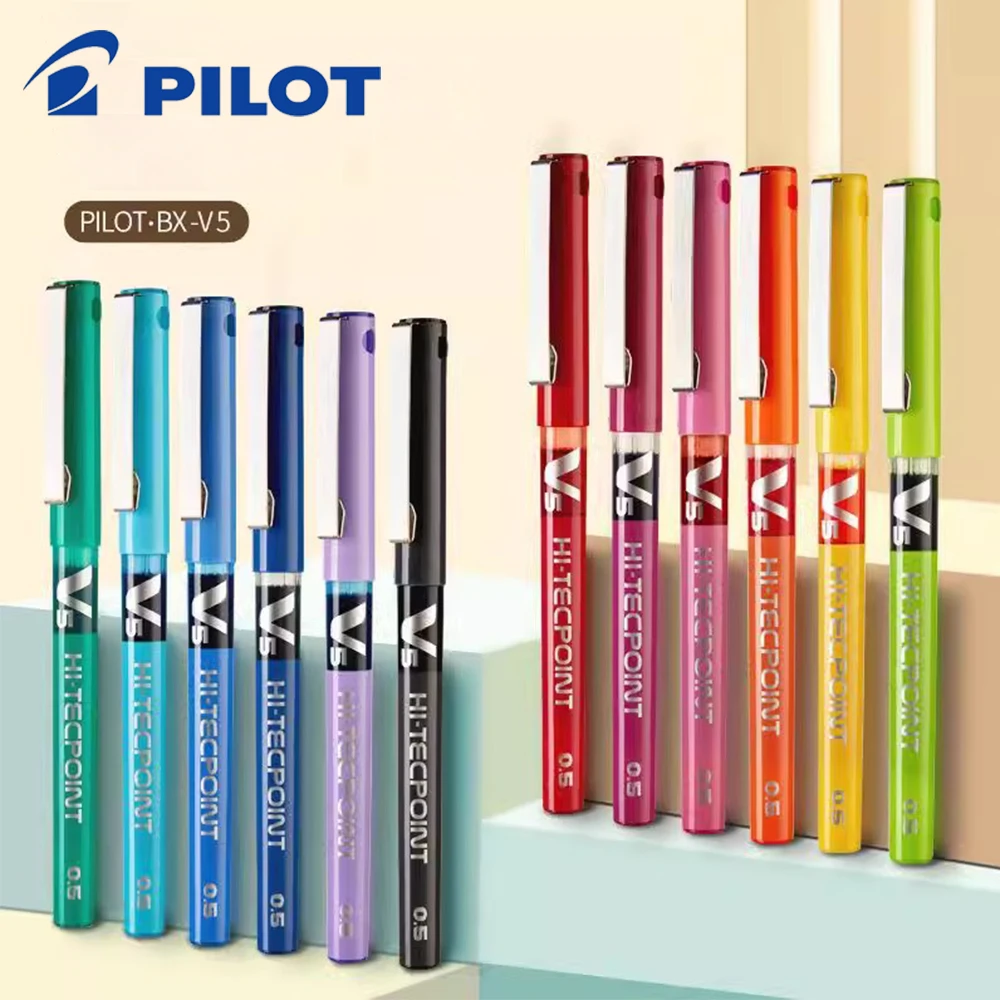 

12Pcs Japan Pilot BX-V5 Gel Pen Hi Tecpoint Straight Liquid Color Ink Cute Stationery 0.5mm Signature Pen School Supplies