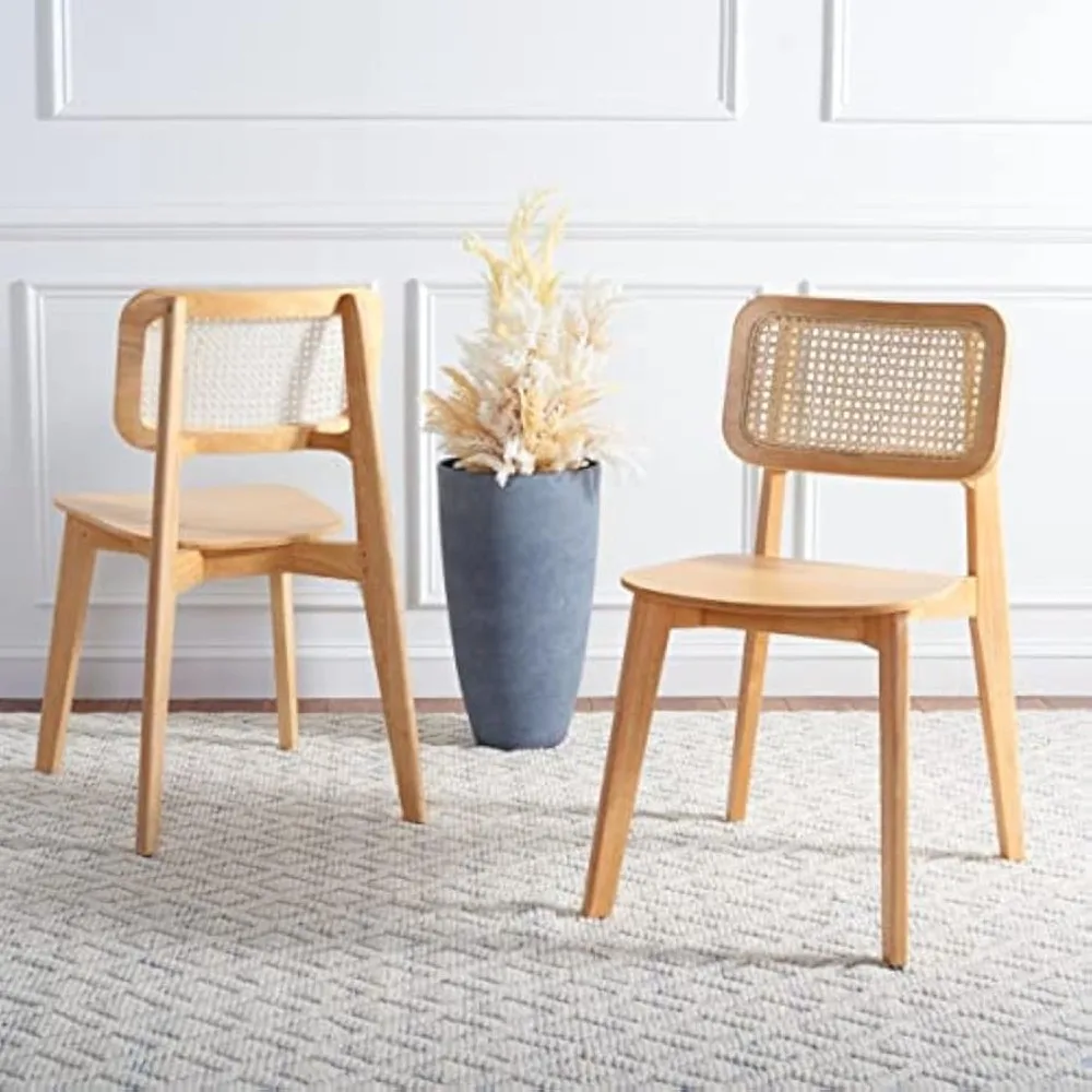 Home Collection Luz Coastal Natural Cane Rattan Set of 2 Dining Chair