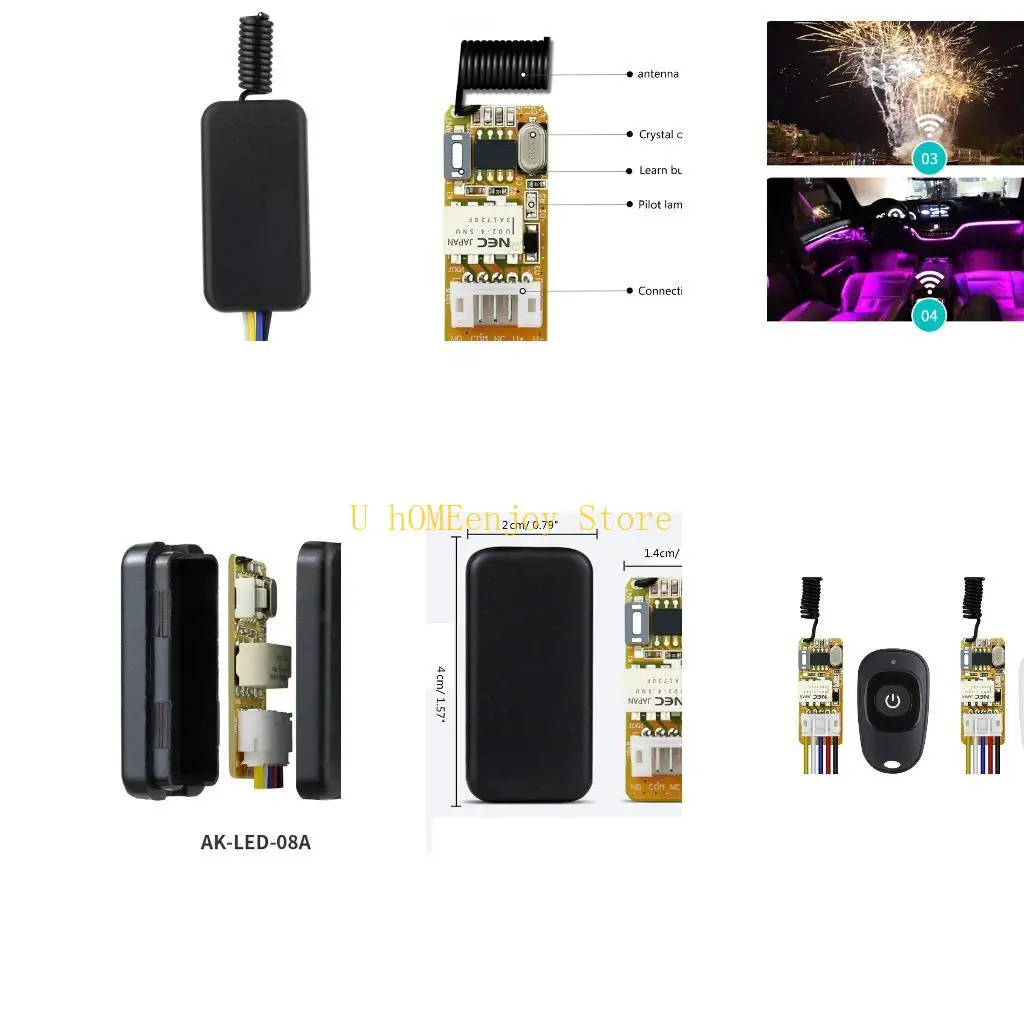 B0KF AK LED 08A 12V Mini Relays Remote Control Switches Module Learning Button