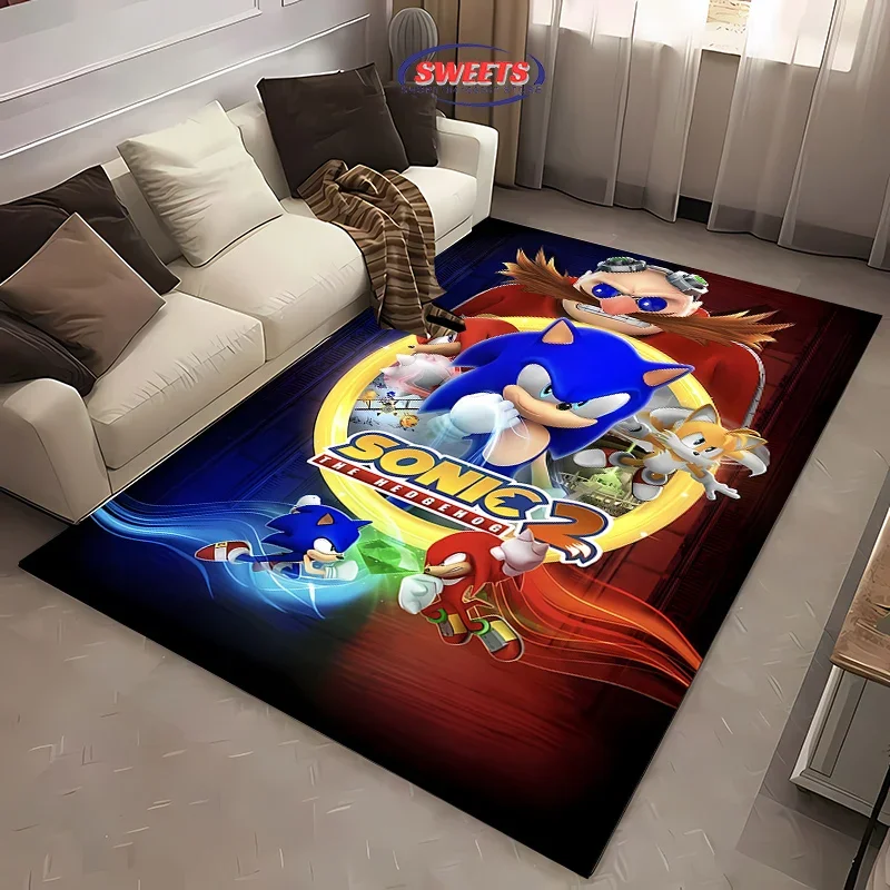 거실 침실용 귀여운 S0N1C The Hedgeh0g 만화 카펫, 복도 긴 스트립, 미끄럼 방지 소프트 러그, 소파 도어매트, 홈 데코 매트