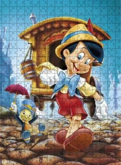 Puppet AdventurePinocchio animazione, Disney Puzzle Game Cartoon 300/500/1000 regali di Brainstorming per bambini fatti a mano