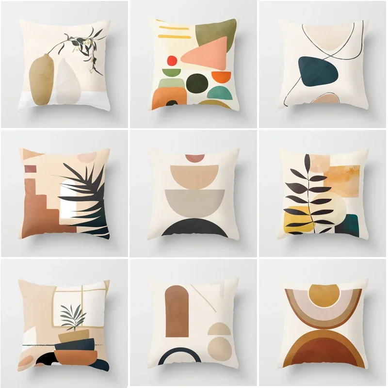 45*45cm Modern Abstract Cushion Cover Plants Geometry   Covers for Home Sofa Chair Decorative Pillowcases