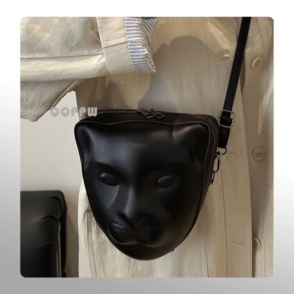 

Halloween Prank Leopard Head Bao Autumn and Winter New Personality Trendy Weird Unique Design Irregular Crossbody Bag
