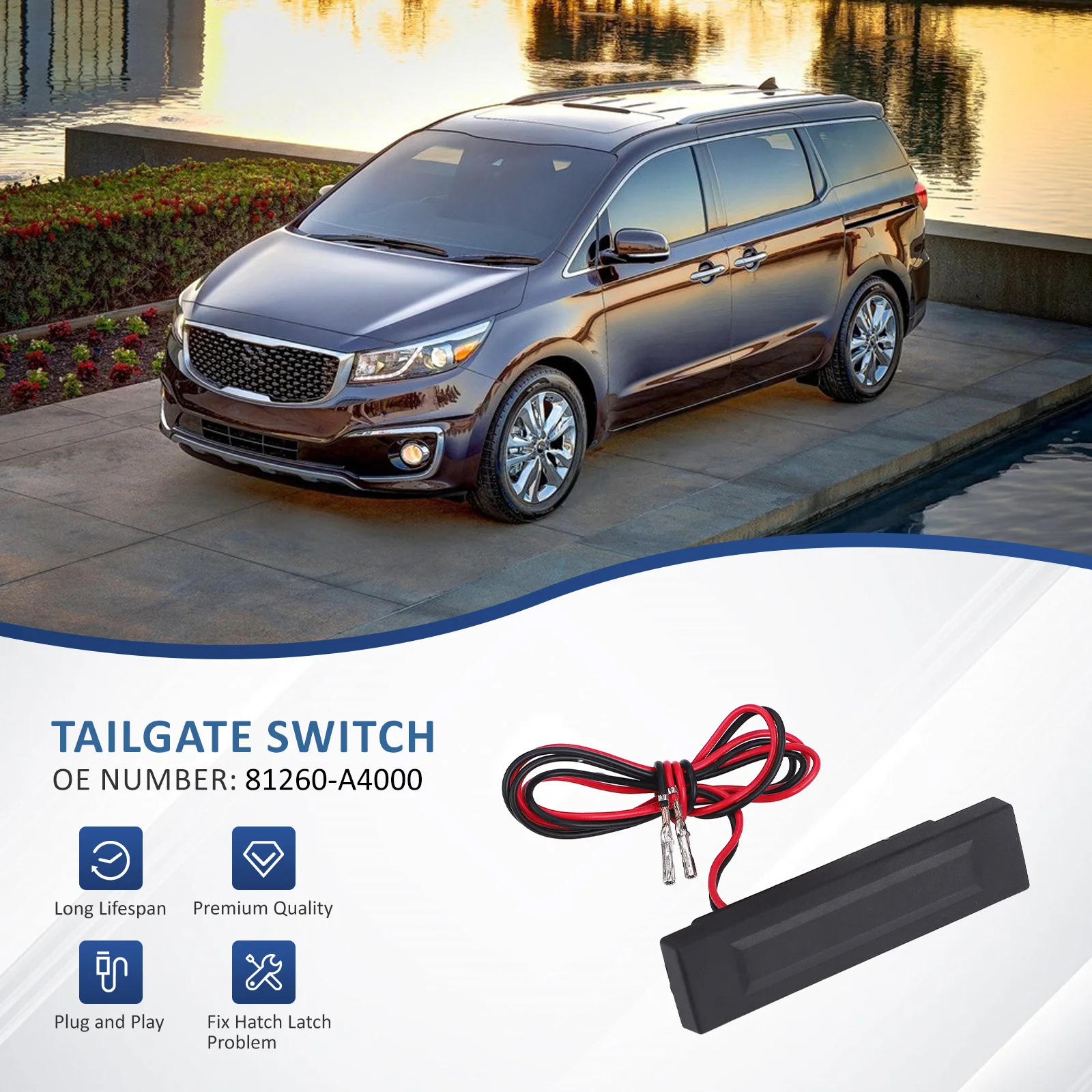 CNSPEED الخلفي الجذع قفل التمهيد الباب الخلفي رفع الإصدار التبديل فتح زر لكيا كارينز كرنفال 2013 2014 2015-2017 81260-A4000 #4