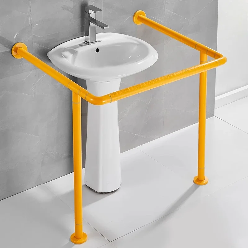 Stainless Steel Bathroom Barrier-free Column Basin Handrail Safety Frame Rail Washbasin Grab Bars Handle Hand Washing Railing