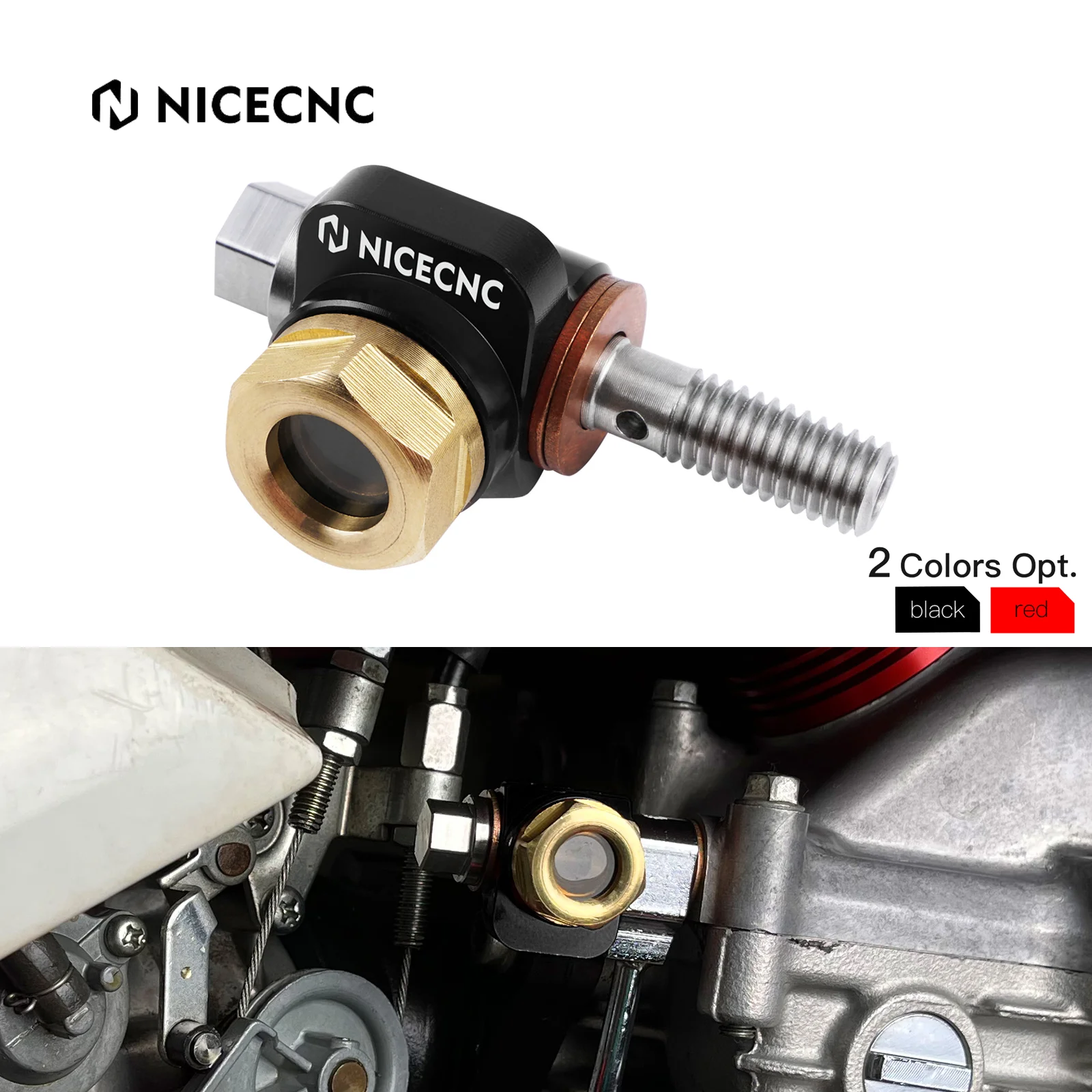NICECNC For Honda XR650L XR600R XR 650L 600R 1985-2025 2024 Transparent Banjo Bolt Oil Sight Glass Engine Oil Clear View Nut