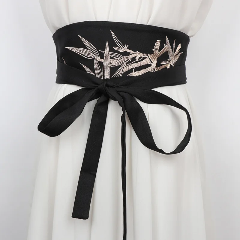 

Пояс в китайском стиле Ханьфу с вышивкой и бамбуковым узором, традиционный ретро-пояс-корсет для женских платьев