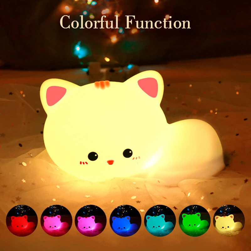 Imagem -03 - Cat Silicone Color-changing Nightlight Flaps Luzes Decorativas da Sala Brinquedos Infantis Presentes à Noite Fofos