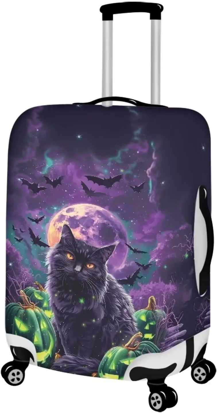 Luggage Cover Bag Halloween Cat Print Funny Luggage Protector Suitcase Cover Fit 18-21 Inch Washable Elastic