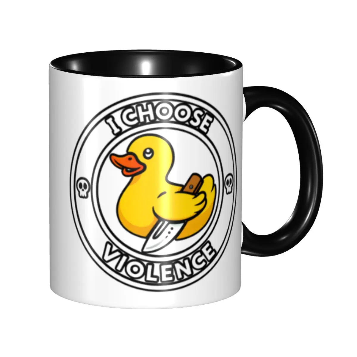 

DIY I Choose Violence Funny Duck Ceramic Mugs Custom Coffee Cup Creative Gift