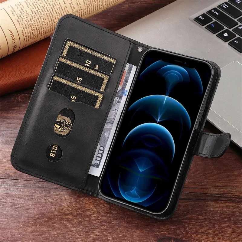 Redmi 14C 13C 12C Note 14 13 12 Pro Plus Zipper Case for Xiaomi 14T 14 15 13T 13 Pro 14Ultra Cards Slot Stand Wallet Phone Cover image 3