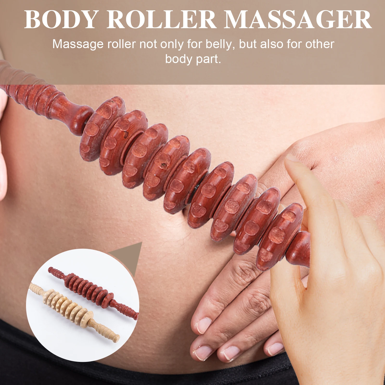 

2pcs Wooden Body Roller Massager For Belly Muscles Deep Tissue Massage Non-Slip Handle Therapy Tool For Legs Body Shaping