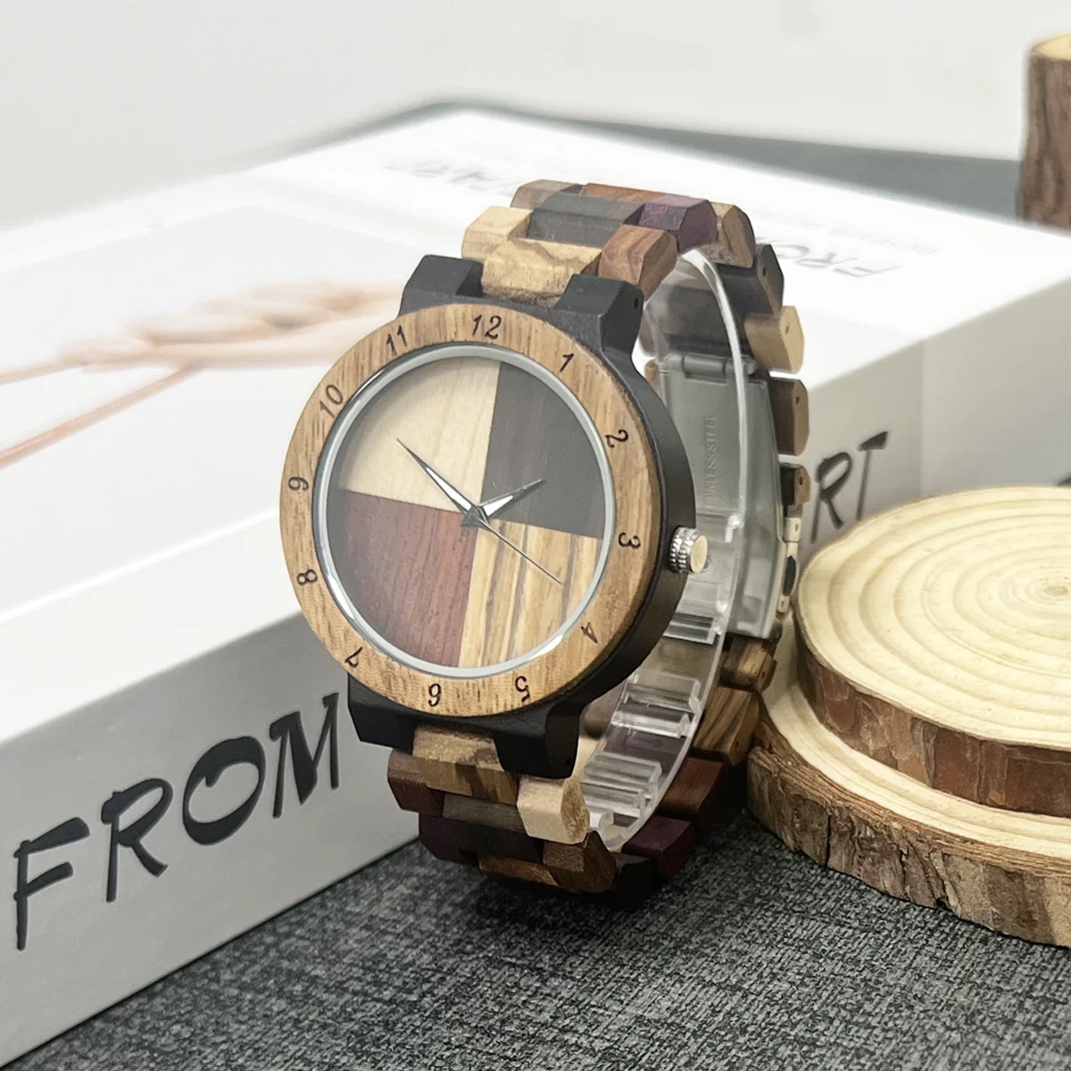 Men\'s Wrist Watch for Men Personalised Clock Colorful Wooden Timepieces Wood Watches reloj masculinoLogo Customize Dropshipping