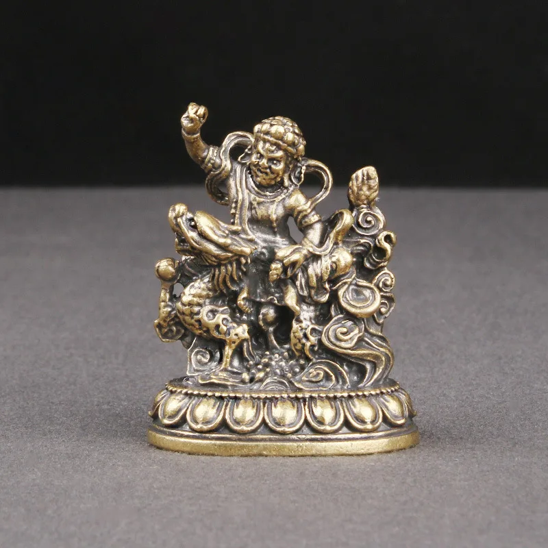 

Retro Brass White God Of Wealth Desktop Ornament Tibetan Buddha Statue Sculpture