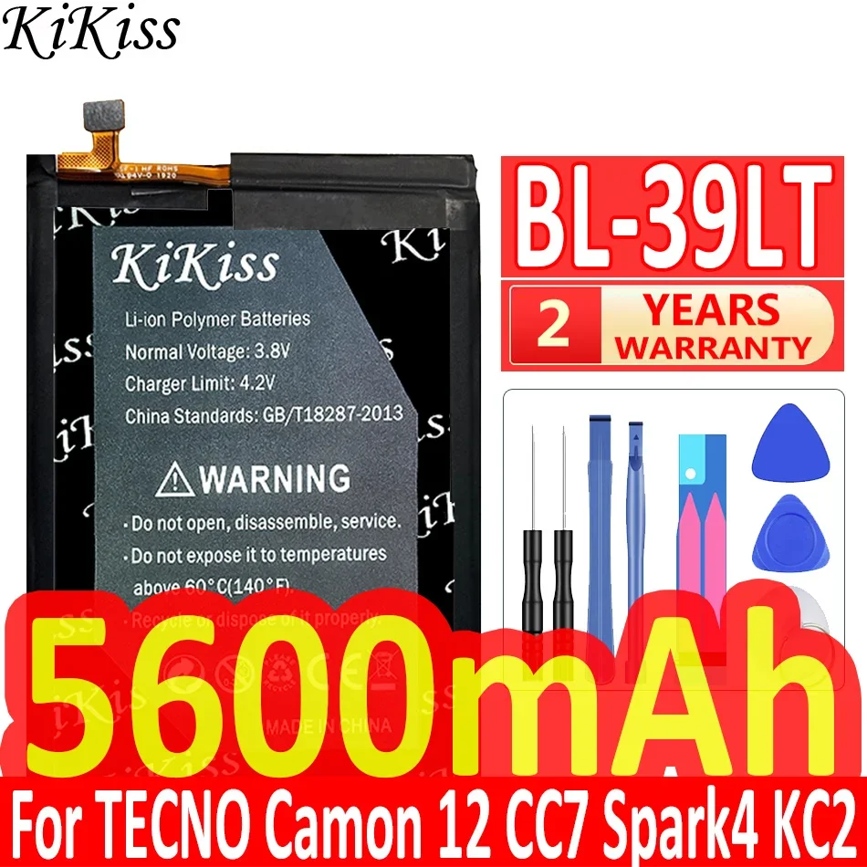 

5600mAh KiKiss Powerful Battery For Tecno BL-39LT for Camon 12 Camon12 KC8 CC7 CC6 (Camon12Air) BB4i Spark4 KC2 KC3