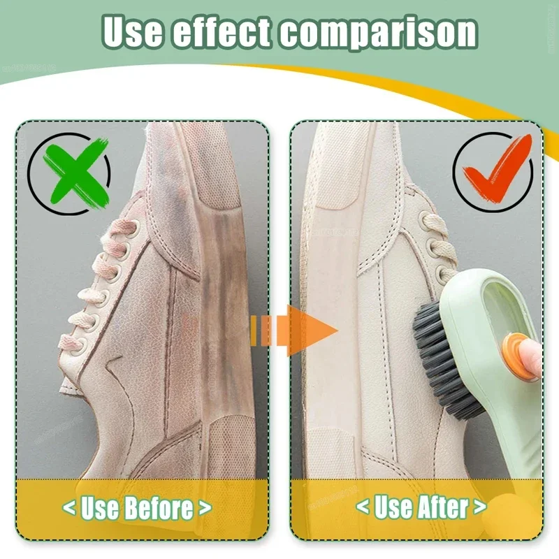 1/2pcs Shoes Brush Automatic Liquid Discharge Multifunction Press Out Shoes Cleaner Soft Bristles Clothes Brushes Cleaning Tool