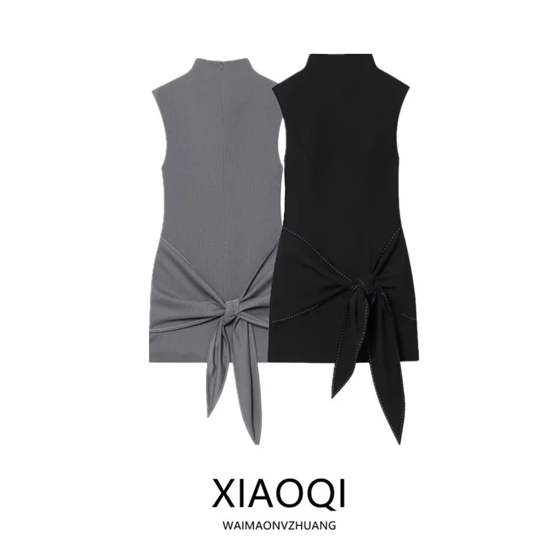 جديد خريف 2025 تصميم ديكور نسائي بعقدة دكتور بخصر عالٍ بقصة ضيقة غير رسمية للتنقل والرياح