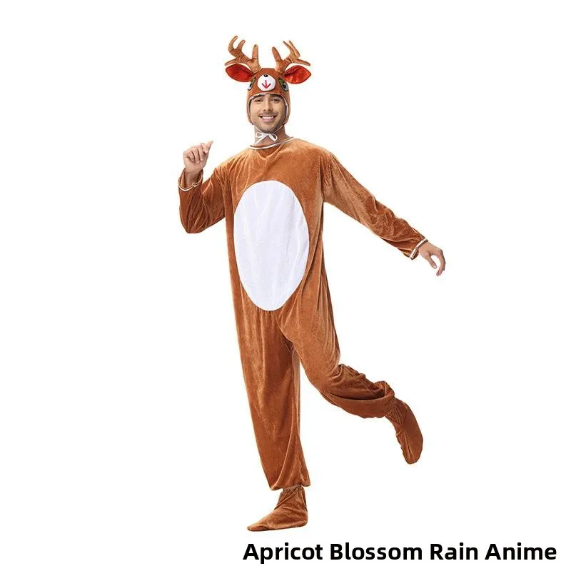 Neues Halloween-Hirsch-Einteiler-Tier-Rollenspiel-Kostüm für Herren und Damen, Paarkleidung, exer Overall für Männer und Frauen