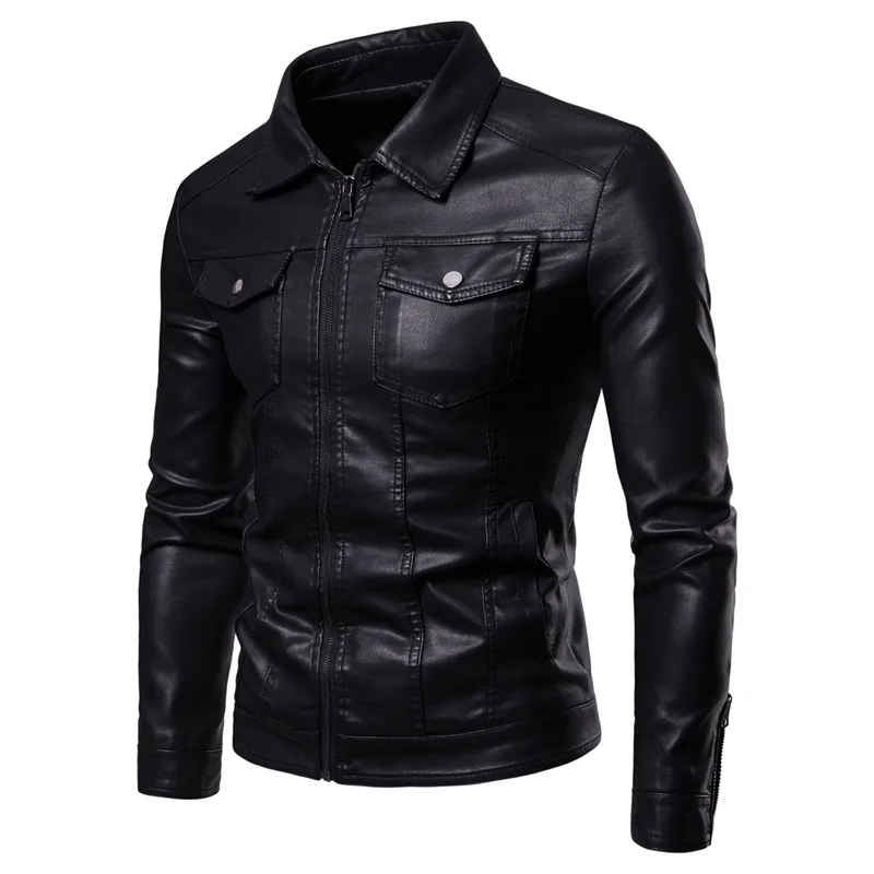 

MaiDangDi 2024 Hot Selling Spring New Zipper Men's Leather Jacket Jacket with A Lapel Collar for Men in Europe and America