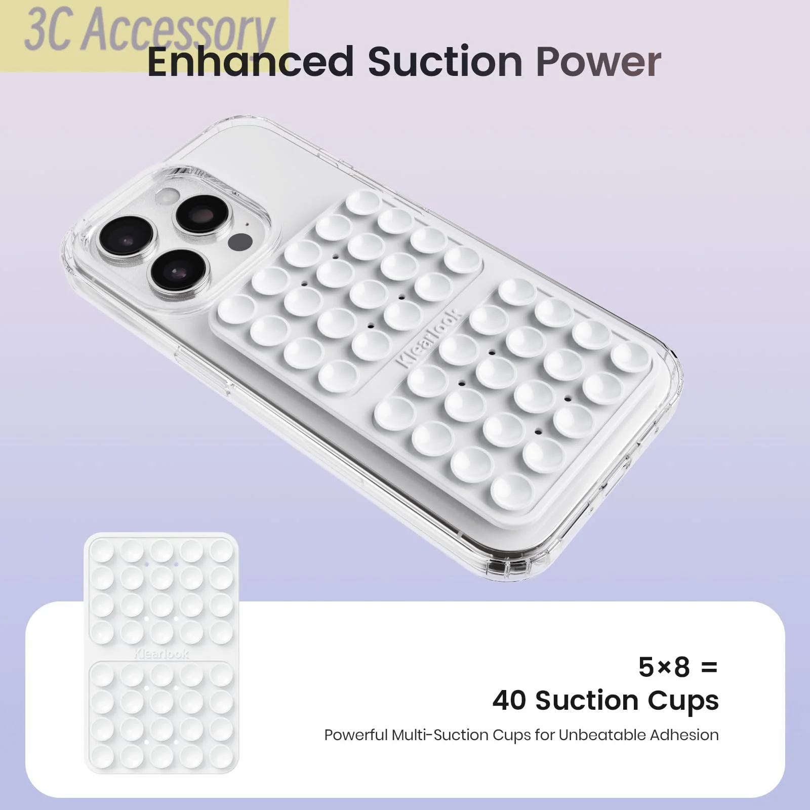 1 Pack Silicone Suction Cup Phone Case Mount Double Sided Hands-Free Strong Grip Silicon Phone Holder for Phone Selfies Videos