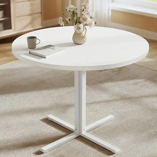 Dining Table, Small Round Kitchen Table for 4 People, 31.5 x 29.4 Inches, for Dining Room, Living Room, Farmhouse