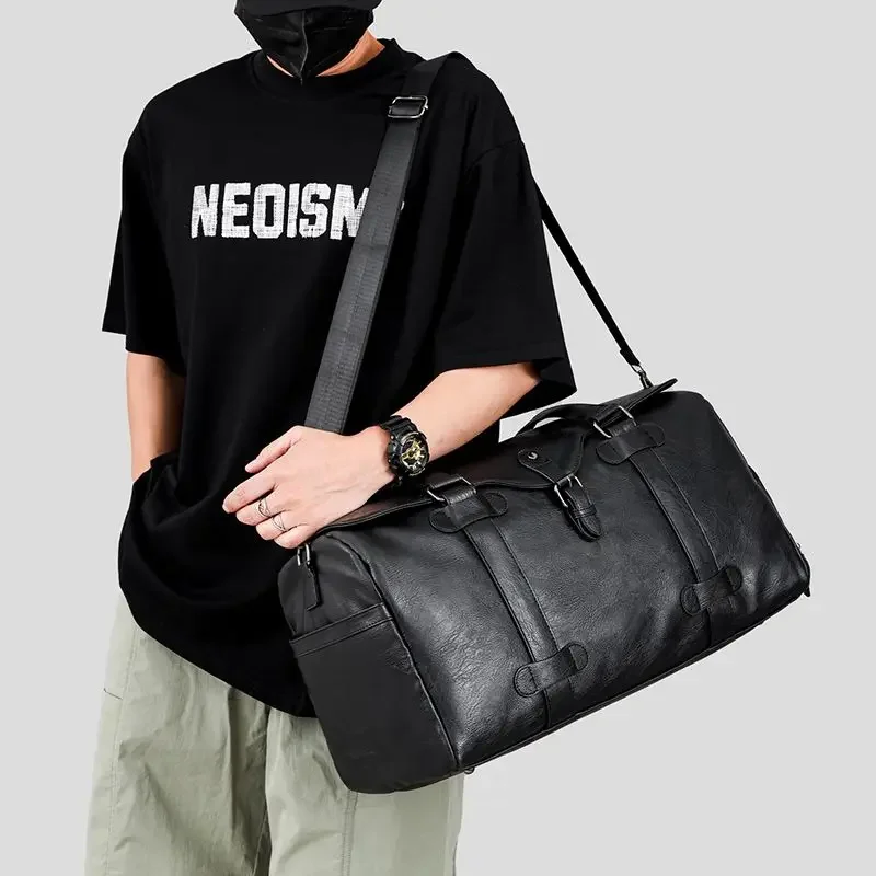 

New Arrival Pu Leather Travel Bags Luxury Men Large Capacity Portable Male Shoulder Bags Men's Handbags Vintage Travel Duffle