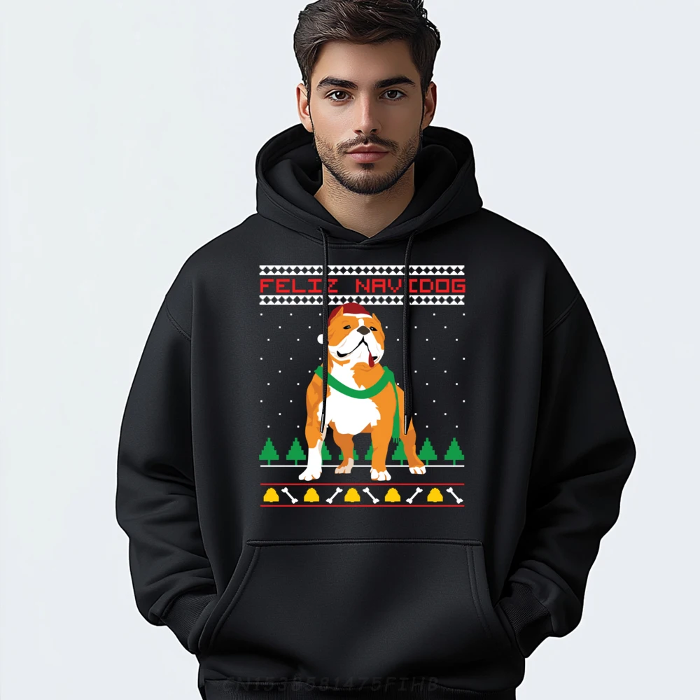 

Feliz Navidog Pitbull Santa Claus Dog Pittie Christmas Dogs Christian Sweater Men Band Tshirts Casual