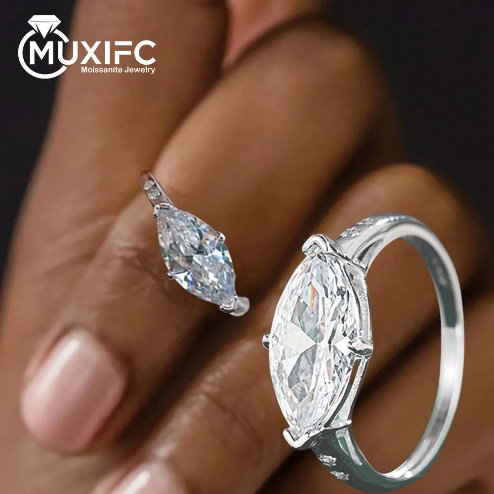 

MUXIFC 3CT Marquise Cut Moissanite Wedding Rings for Women 925 Sterling Silver Sparkling Solitaire Lab Diamond Engagement Bands