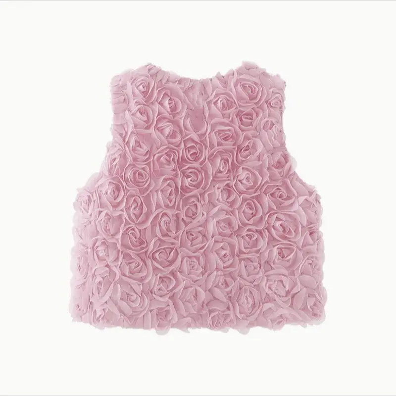 French Three-dimensional Rose Embroidered Sleeveless Vest Women's 2025 Summer Niche Short Top