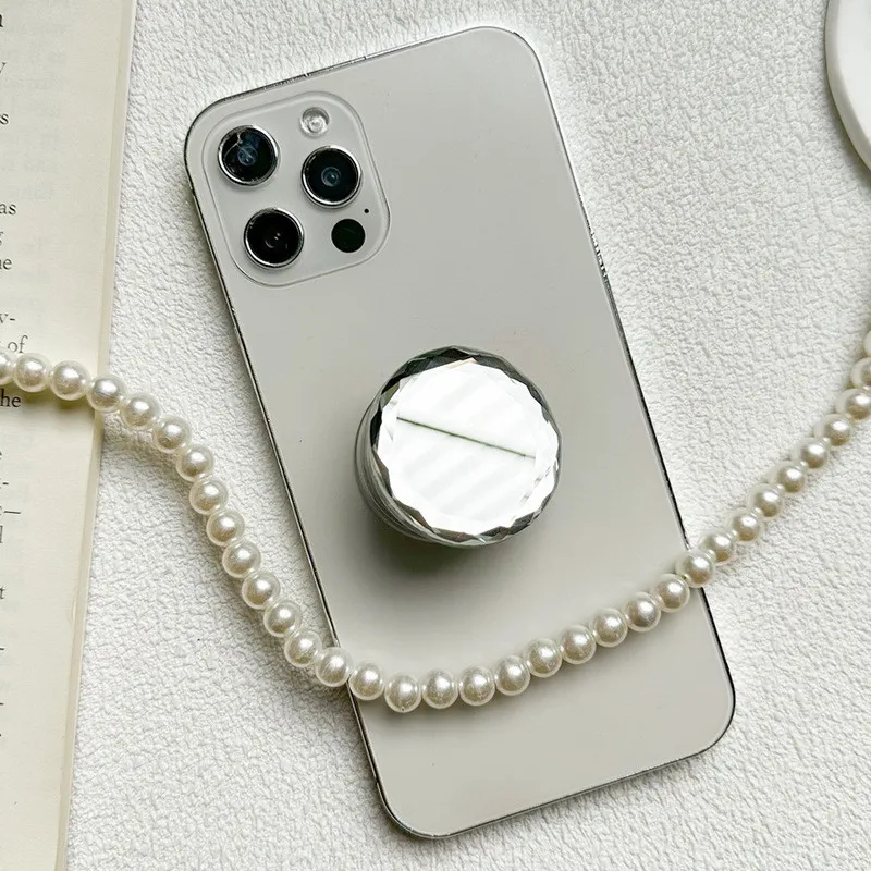 

Diamond Make Up Mirror Phone Stand Holder For IPhone 15 16 Expanding Holder Mount Stand Socket Mobile Smartphones Pocket Desktop