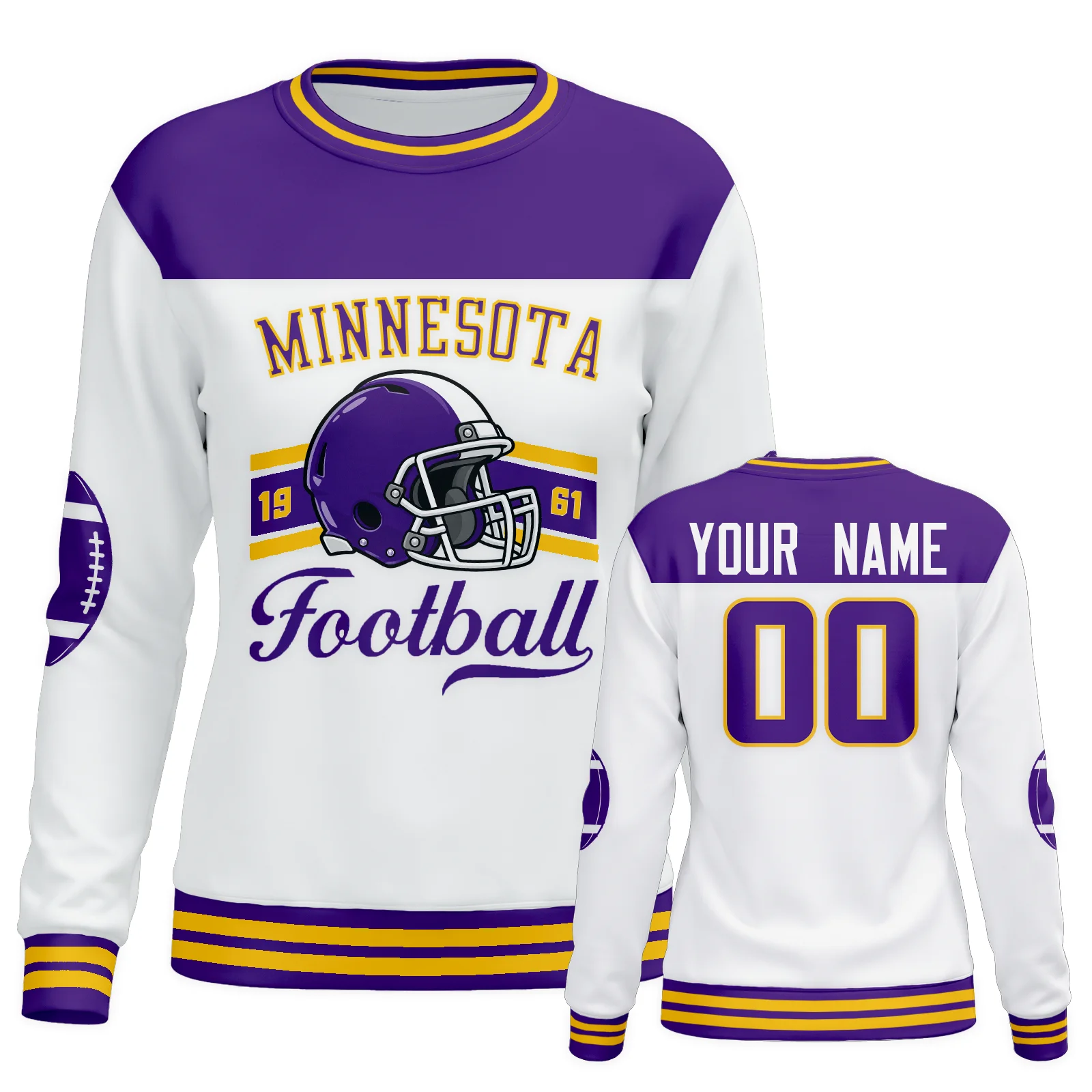 Custom Minnesota City Sweatshirt for Women, Personalized Name Number Logo Crewneck Sweatshirt, Game Day Football Sweatshirt
