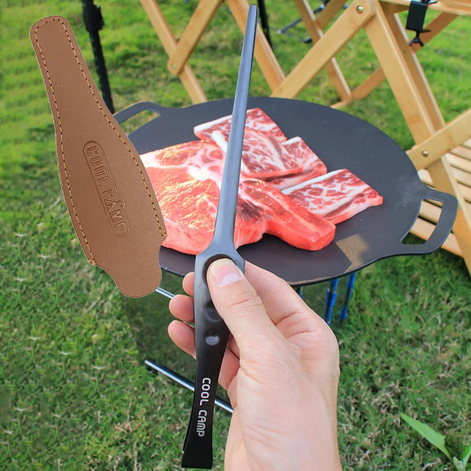 

Barbecue Tongs Leather Cover Storage Bag Reusable Anti-Scalding for Camping Cookware