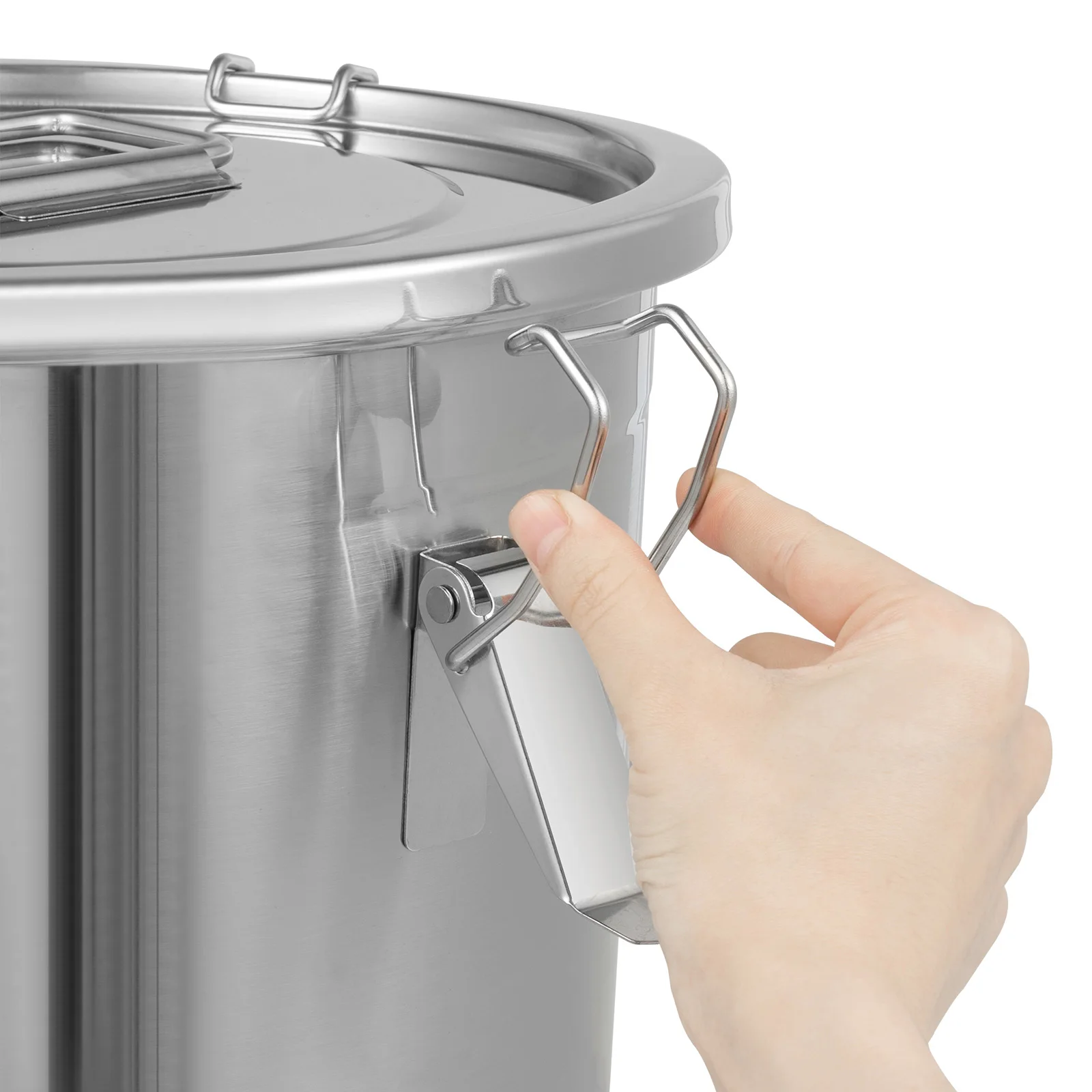 6/12L Stainless Steel Airtight Canister with Locking Clamp Rice Bucket Grain Container Kitchen Storage