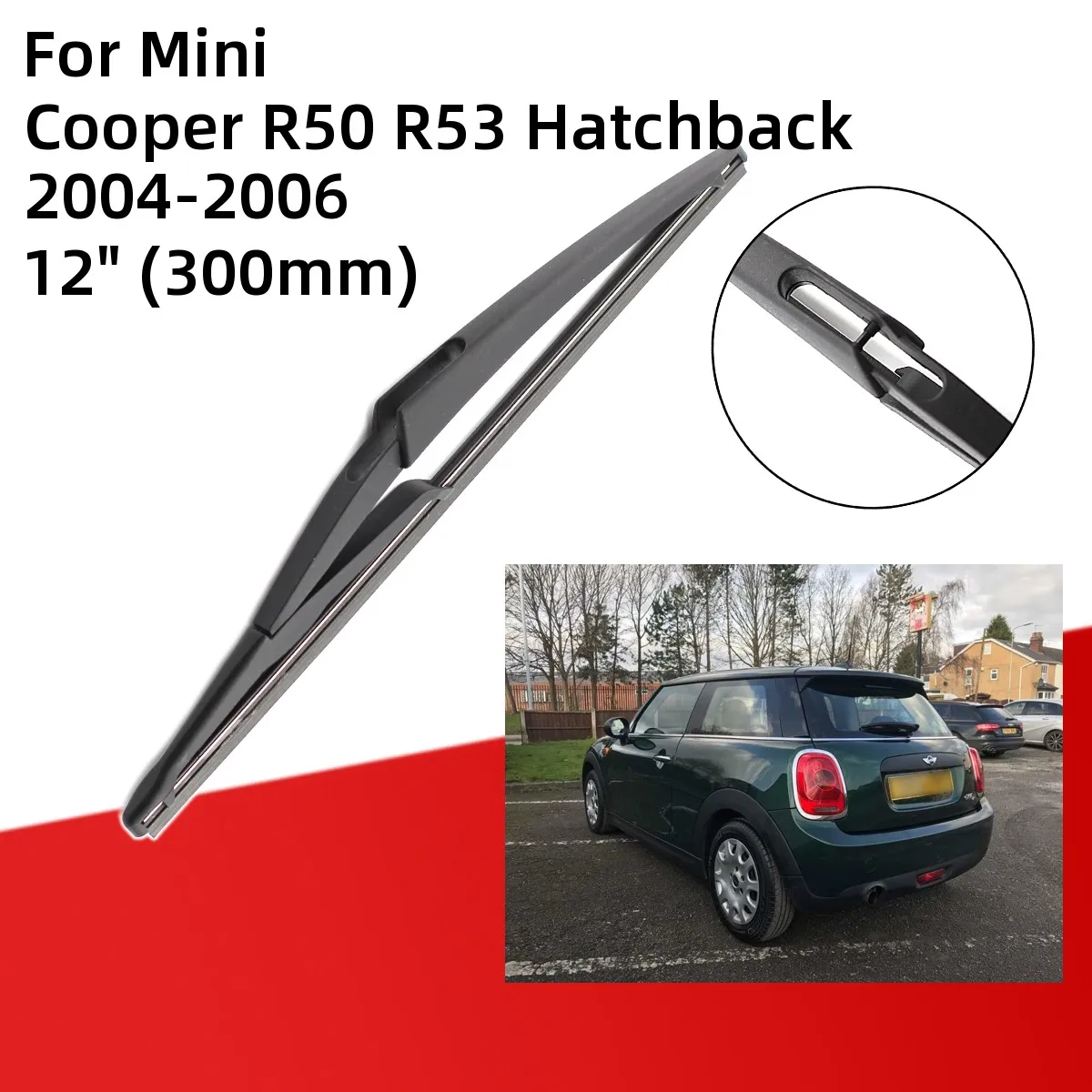 For Mini Cooper R50 R53 Hatchback 2004-2006 Front Rear Wiper Blades Brushes Cutter Accessories J Hook 2004 2005 2006