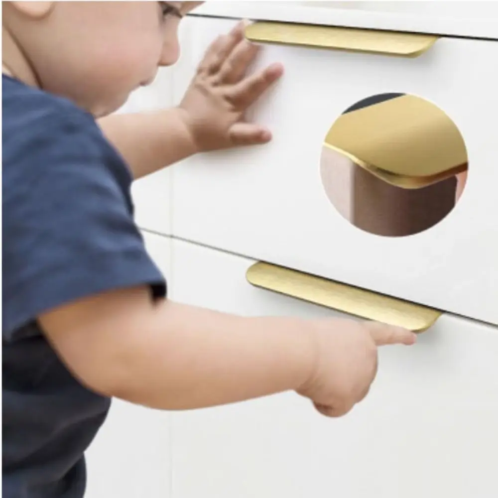 

Morandi Color nvisible Cabinet Handles Aluminum Alloy Arc Design Hidden Handles Simplicity Design Colorful Handle