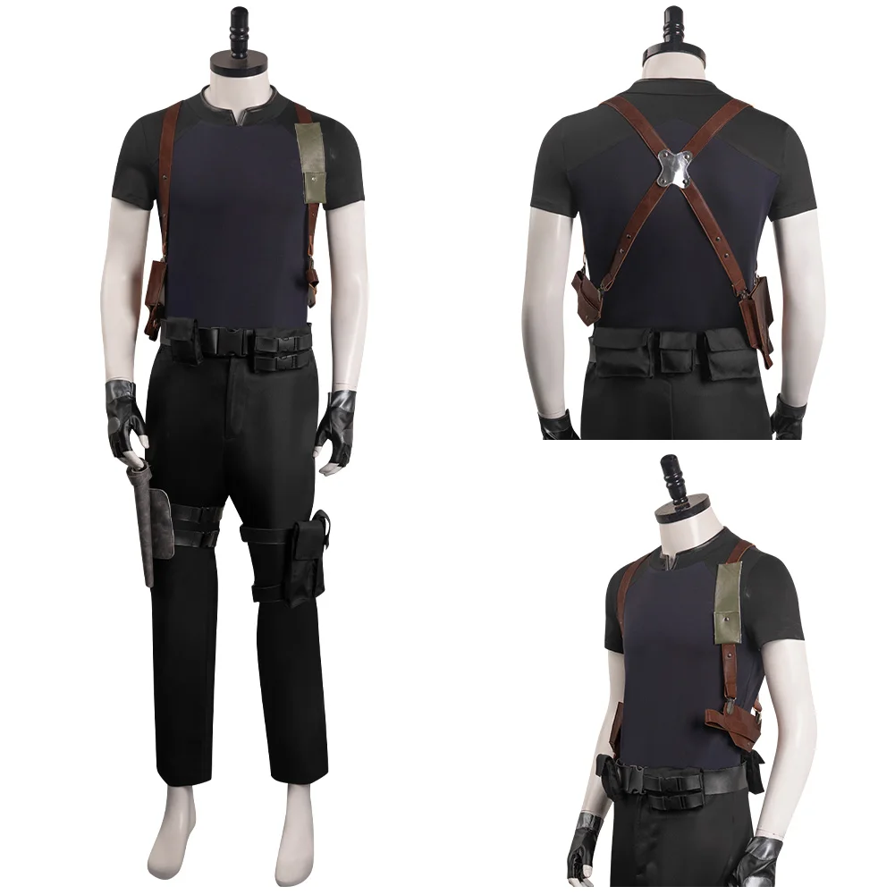 Anime Game Resident 4 Remake Leon S Kennedy Costume Cosplay Top pantaloni Fantasia uomo Halloween carnevale maschile ruolo travestimento panno