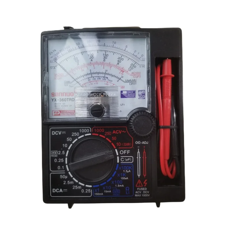 Analog Multitester with Buzzer Test Pen Handheld Pointer Analog Meter DC 1000V Multi-Function AC DC Volt Ohm Current Test Meter