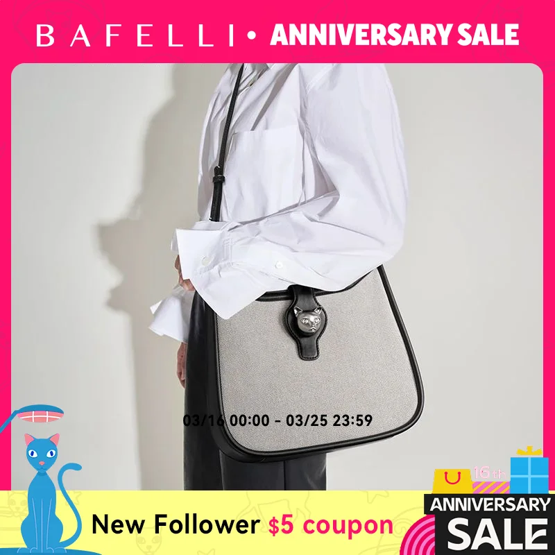 

BAFELLI 2025 CAT LUXURY BRAND NEW WOMEN'S SHOULDER BAG TRENDING RETRO STYLE VINTAGE CROSSBODY PURSE UNISEX MESSENGER BAGS