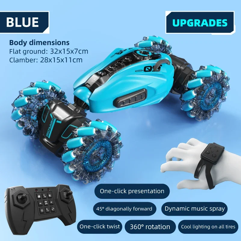 

4CH Dual Control Stunt Transforming RC Car with Spray Effect - Gesture-Sensing Mini Toy, Perfect Gift for Kids