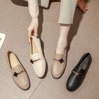 Women Shoes Flat Fashion Vintage British Style Leather Oxford Loafers Comfy Casual Shallow Flats Gold Single Shoes Large Size 44