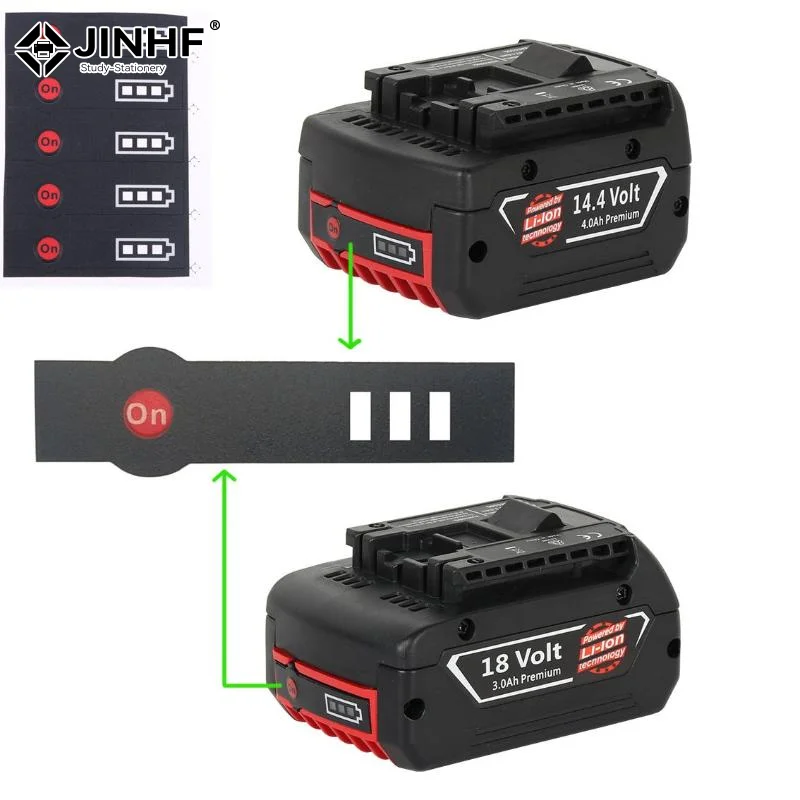 5pcs/10pcs BAT618 Li-ion Battery Case LED Key Sticker Label Tag ForBosch 14.4V 18V Lithium Battery Pack BAT614 BAT609 BAT610