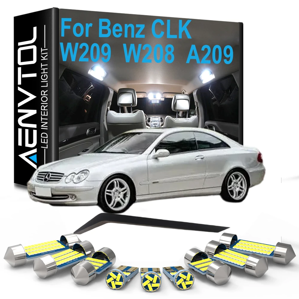 For Mercedes Benz CLK W209 C209 W208 C208 A209 A208 1998-2010 Car Bulb Accessories, LED Interior Reading Map Dome Light Kit