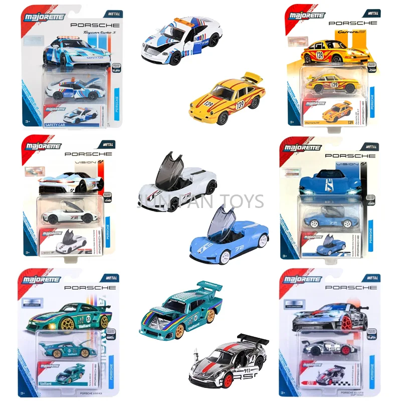 Coche de Metal Fundido a Presión a Escala 1:64 de Majorette Porsche, Modelo Realista Coleccionable de 7.5cm, Figura de Taycan Turbo, Regalo de Cumpleaños para Niños