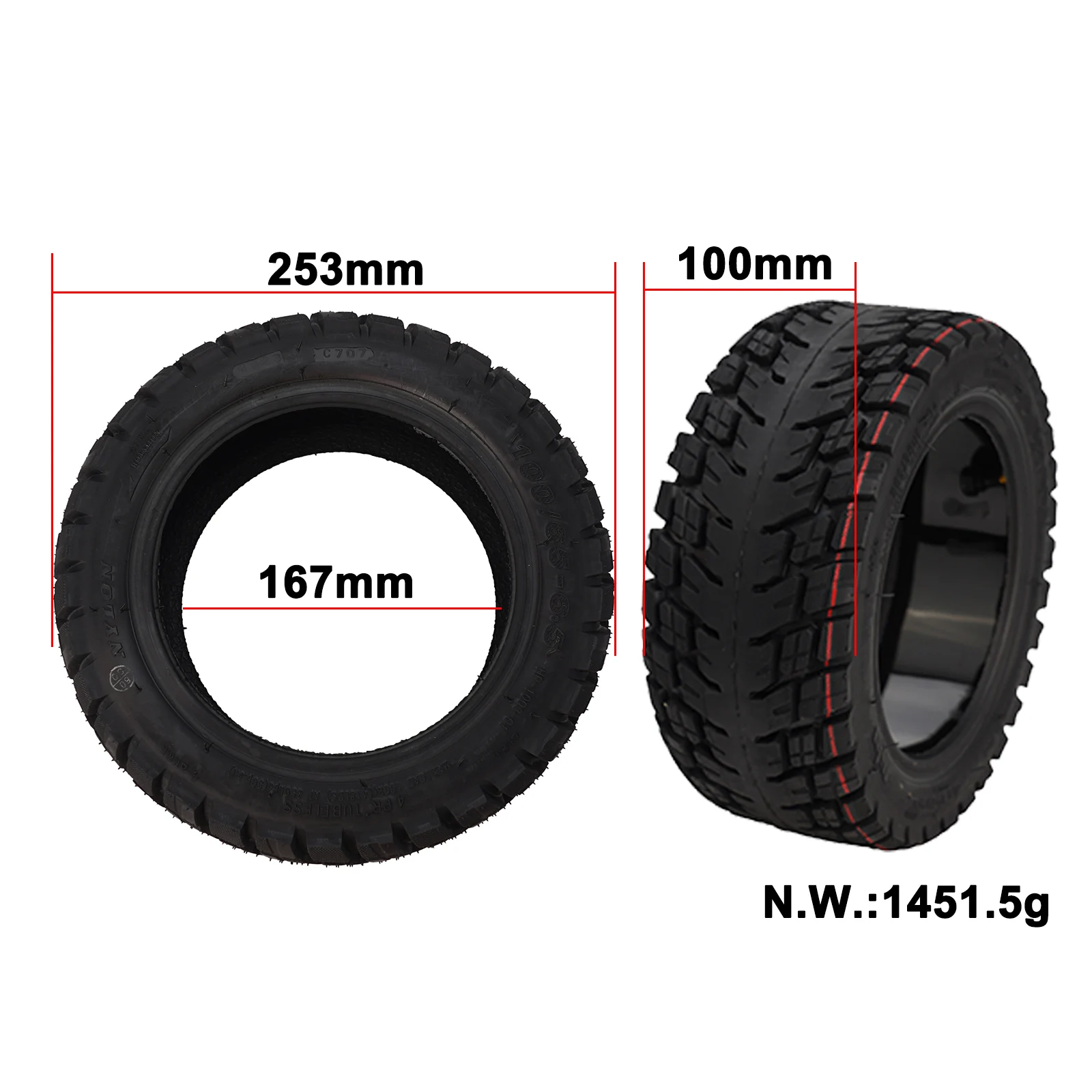 11 Inch 100/65-6.5 Tubeless Self-Repair Tyre For Electric Scooters 90/65-6.5 100/65-6.5 Upgraded Anti Puncture Tubeless Tyre