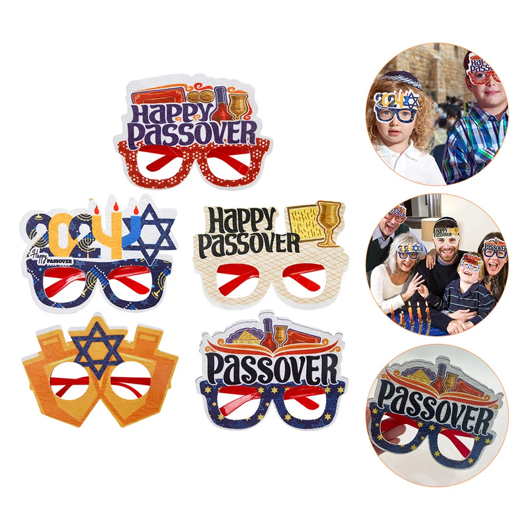 

5Pcs Star of David Eyewear Passover Themed Party Glasses Festive Decorative Props for Photo Booths Festive Glasses