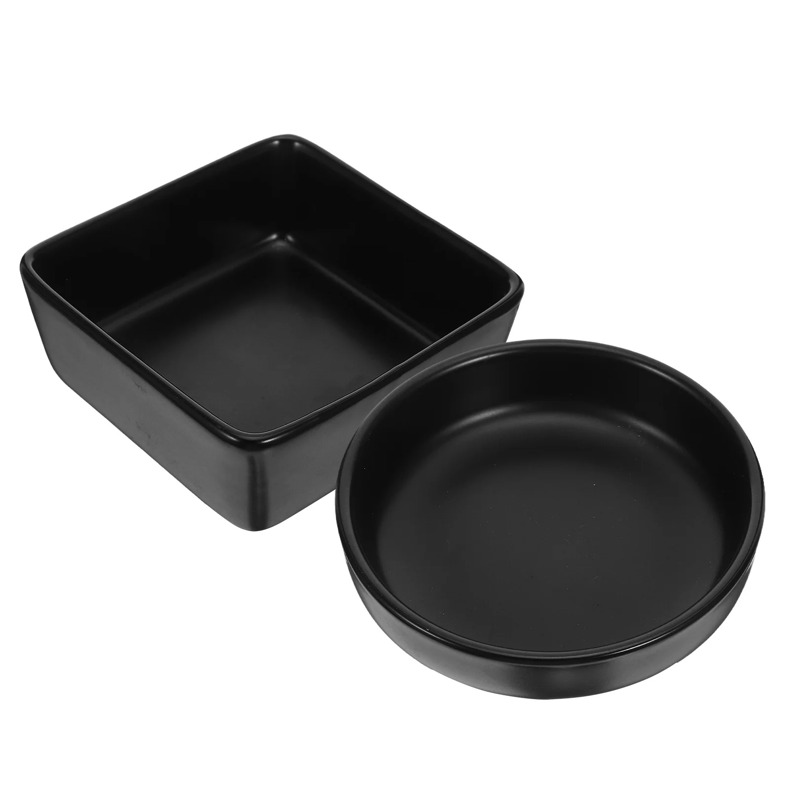 

2Pcs Ceramic Dipping Bowls Square and Round Microwave Dishwasher Safe Small Condiment Saucer Tray for Soy Sauce Ketchup