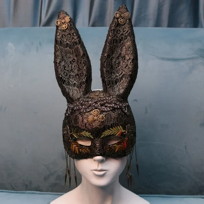 Design Bunny Mask for Women Mens Cosply Ball Fancy Dress Props Masquerade Party Carnaval Mask Rabbit Ear Mask Anime Accessories