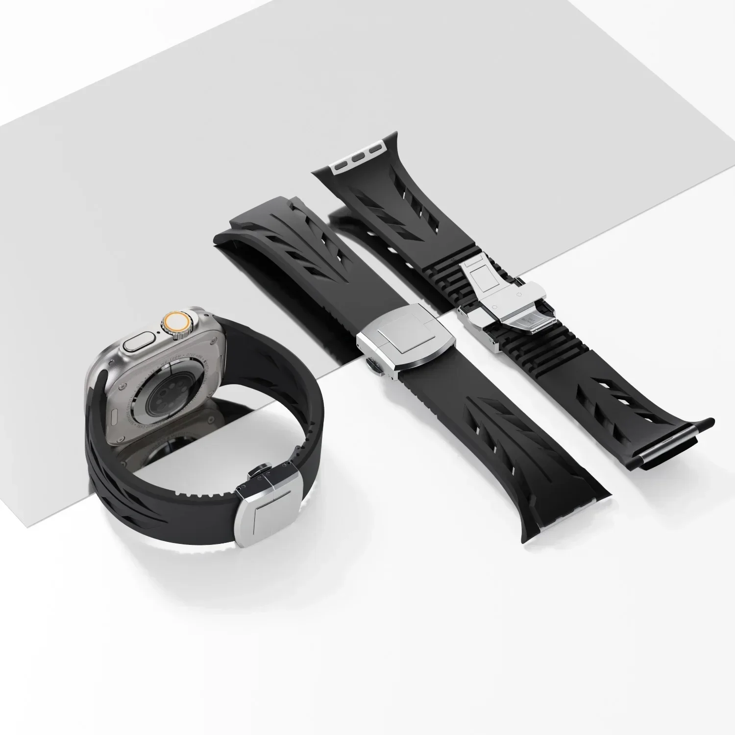 Cut To Size Band for Apple Watch Ultra 2 49mm 45mm 44mm 42mm Sports Rubber Strap for IWatch Series 9 8 7 6 5 Se Luxury Bracelet image 6