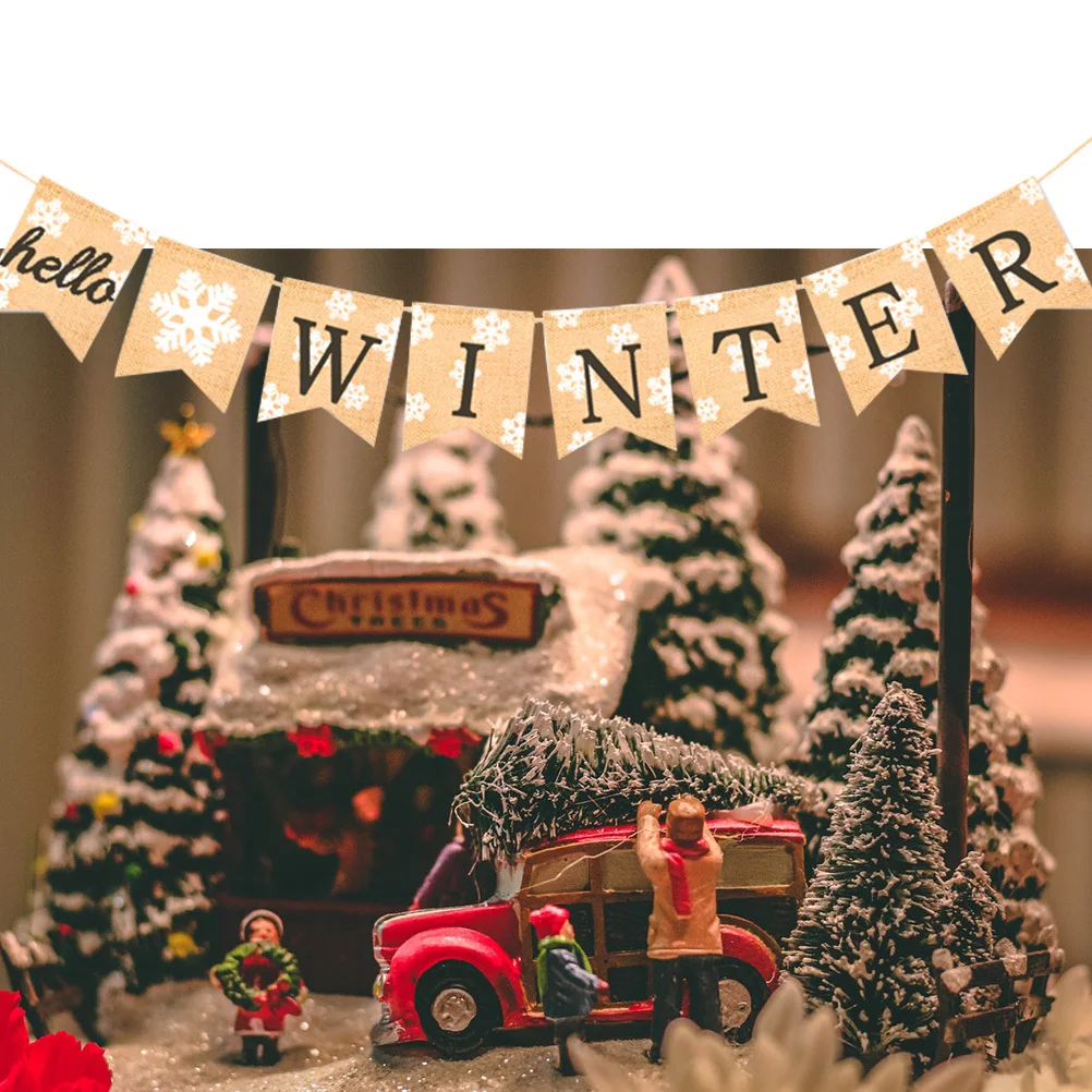 

Christmas Decoration Bunting Burlap Hanging Banner Festive Party Outdoor Indoor Decorative Flag Festival Supplies