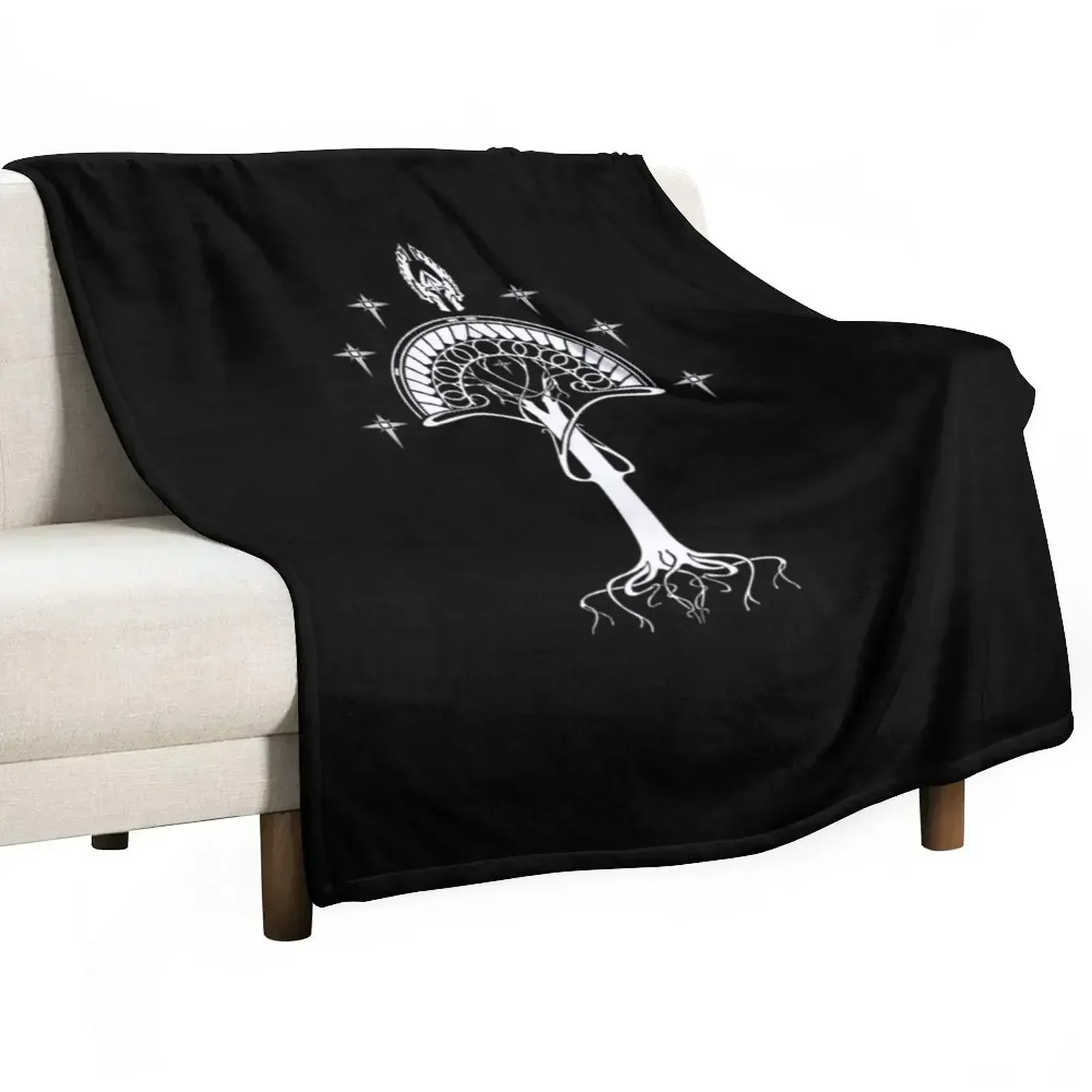 Sigil of the United Kingdom of Arnor and Gondor (Gondorian black variant) Throw Blanket wednesday Thins Blankets